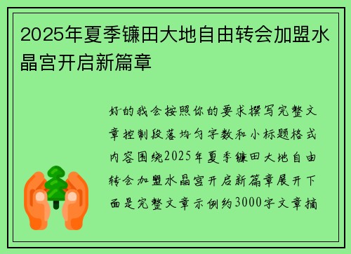 2025年夏季镰田大地自由转会加盟水晶宫开启新篇章